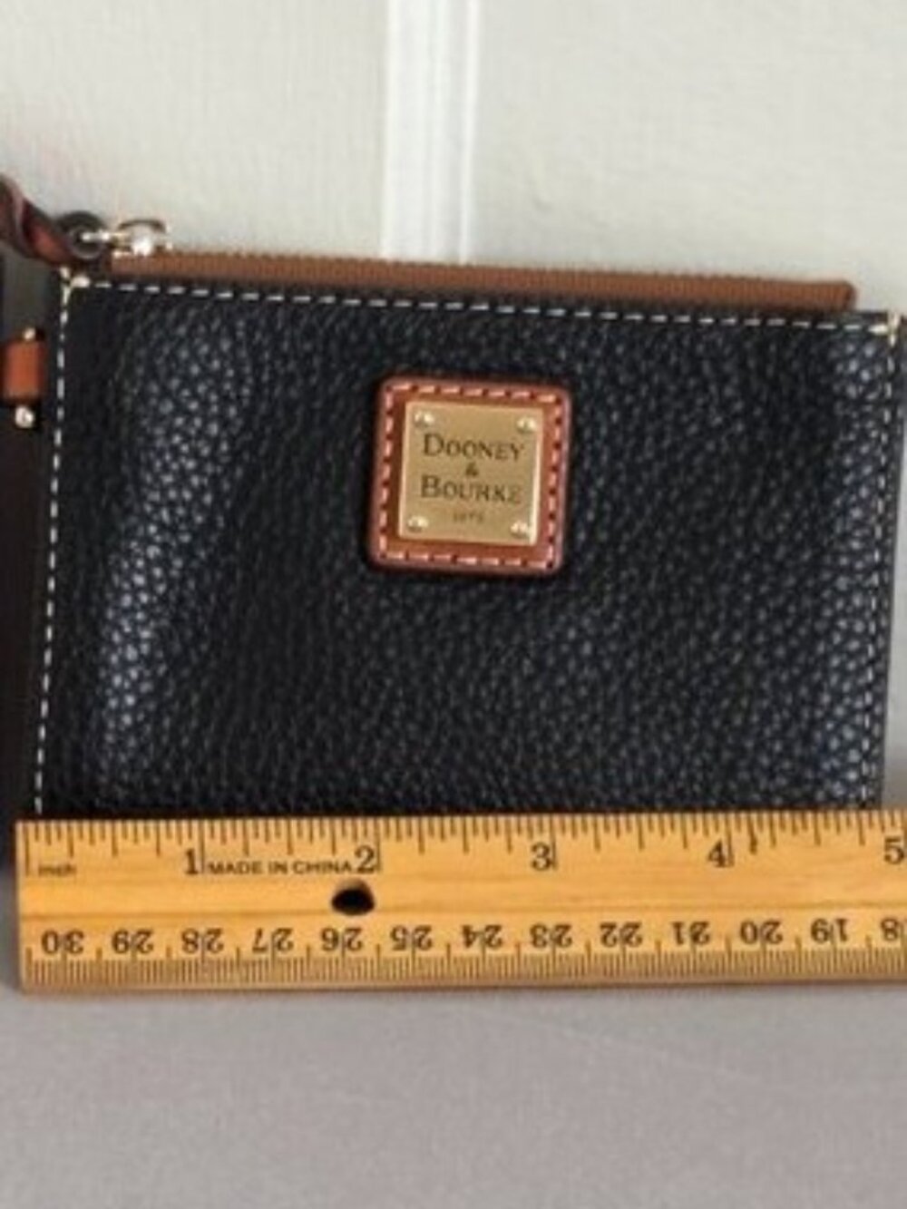 Dooney & Bourke Pebble Grain Zip Top Card Case Black